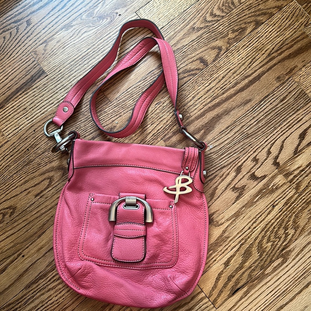 B makowsky pink leather crossbody bag